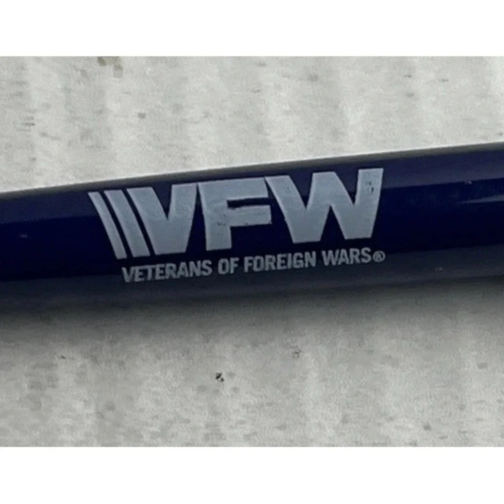 Vintage VFW Veterans Of Foreign Wars Ballpoint Pen Navy Blue Chrome Trim Ink